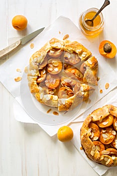 Apricots and almond homemade pie galette