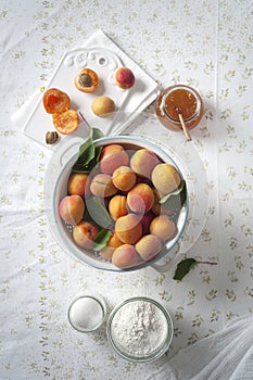 Apricots in a colander