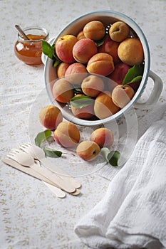 Apricots in a colander