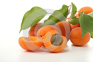 Apricots with leafs isolated