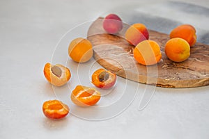 Apricots on light gray tabletop