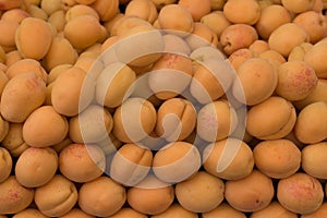 Apricots in market, close up view