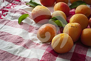 Apricots on a rustic towel