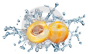 Apricots on water splash