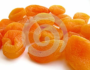 Apricots on white background