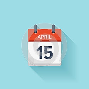 April 15. Vector flat daily calendar icon. Date and time, day, month. Holiday