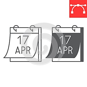 April 17 calendar line and glyph icon