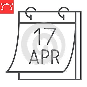 April 17 calendar line icon