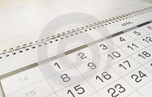 April 2019 spiral calendar isolation on a white background
