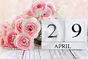 April 29th Calendar Blocks with Pink Ranunculus