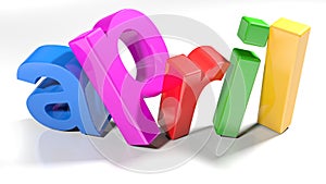 April 3D colorful write - 3D rendering