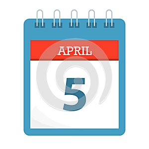 April 5 - Calendar Icon - Calendar template