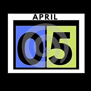 April 5 . colored flat daily calendar icon .date ,day, month .calendar for the month of April