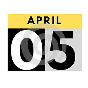 April 5 . flat daily calendar icon .date ,day, month .calendar for the month of April