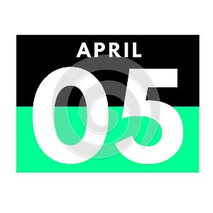 April 5 . Flat daily calendar icon .date ,day, month .calendar for the month of April