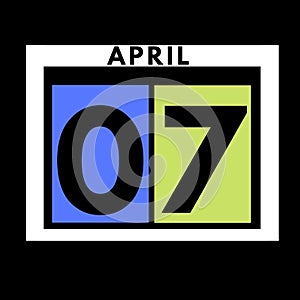 April 7 . colored flat daily calendar icon .date ,day, month .calendar for the month of April