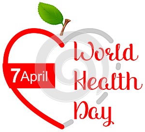 April 7 World Health Day greeting card heart shape