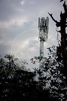 April 7th 2021. A cell site, cell tower, or cellular base station. Dehradun city Uttarakhand India