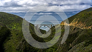 APRIL 9, 2019 - HURRICANE POINT, CA., USA - View of Pacific Coast Highway and Bixby Bridge Route 1, California