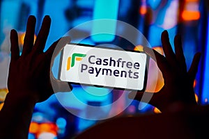 April 16, 2023, Brazil. In this photo illustration, the Cashfree Payments logo is displayed on a smartphone screen