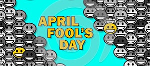 April Fool\'s Day. Background with many multi-colored emoticons