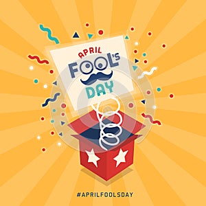 April fool`s day design with prank box