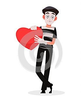 April Fool`s Day. Mime cartoon character