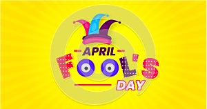 April fools day background, or banner design template with funny prank illustration vector for April fools day event