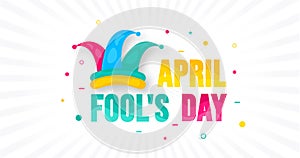 April fools day background, or banner design template with funny prank illustration vector for April fools day event