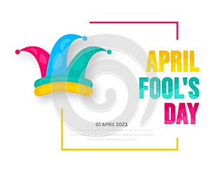 April fools day background, or banner design template with funny prank illustration vector for April fools day event