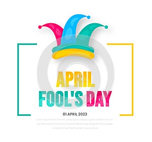 April fools day background, or banner design template with funny prank illustration vector for April fools day event