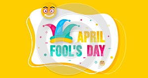 April fools day background, or banner design template with funny prank illustration vector for April fools day event