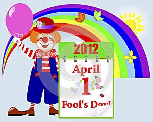 April fools day. Cute clown.