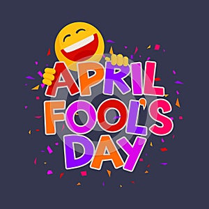 April Fools Day design with text and laughing smiley