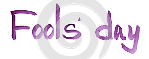 April fools day purple watercolor handwritting lettering photo
