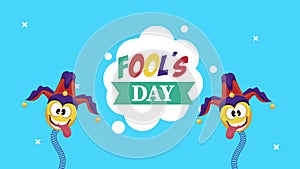 april fools day lettering with jesters emojis
