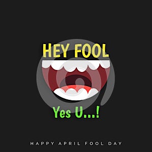 April Fools Day lettering typography on black background for greeting card, ad, promotion, poster, article, marketing, signage, e