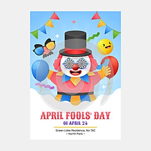 April Fools Day poster in flat design