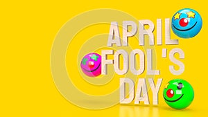 The April Fools Day text on yellow Background for holiday concept 3d rendering
