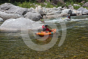 Kayaker on the Canrejal river Honduras