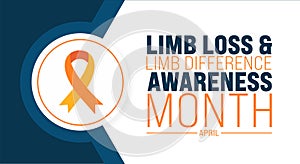 April is Limb Loss and Limb Difference Awareness Month background template. Holiday concept.