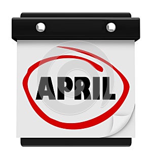 April Month Word Wall Calendar Remember Schedule