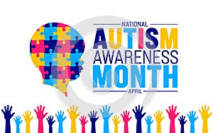 April is National Autism Awareness Month background template. Holiday concept. use to background, banner