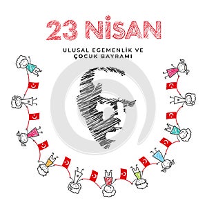 23 april national sovereignty and children`s day in Turkey Vector Illustrations photo