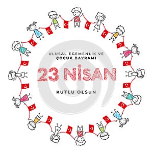 23 April national sovereignty and children`s day in Turkey Vector Illustrations photo