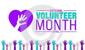 April is National Volunteer Month background template. Holiday concept. use to background, banner,