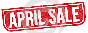 APRIL SALE text written on red stamp sign