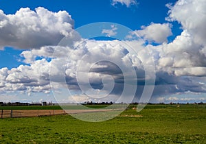 April shower over the green countryside of Holland