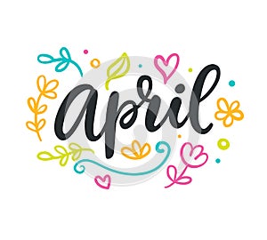 April. Spring modern calligraphy