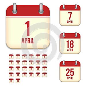 April vector calendar icons